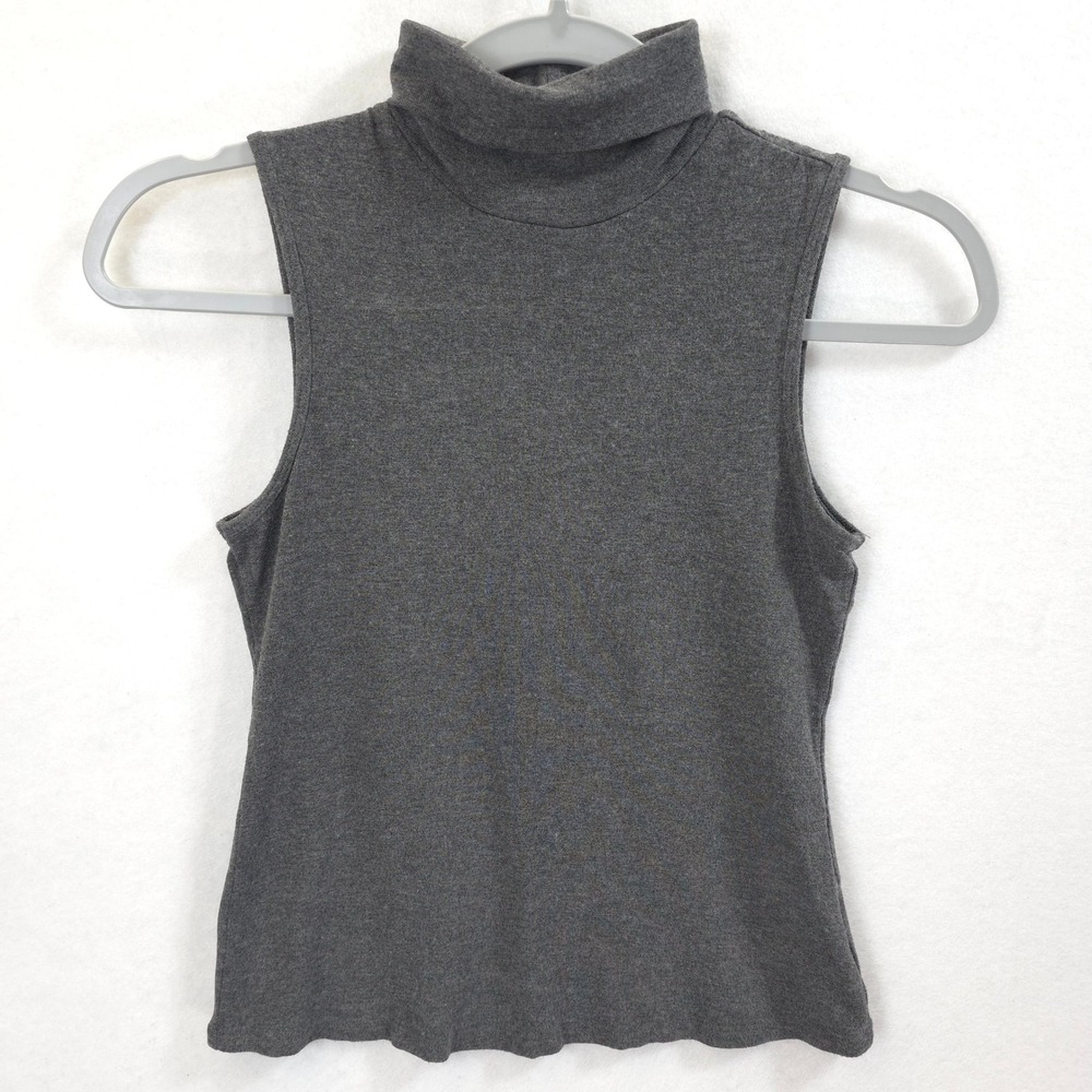 Theory Wendel Turtleneck Sleeveless Rib Viscose Grey Women S Minimalist Capsule